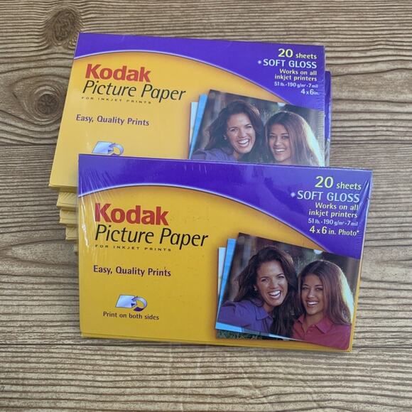 Lot of 6 NEW Kodak Picture Paper Inkjet 20 sheets Soft Gloss 51lb 7mi Both Sides - Picture 1 of 5